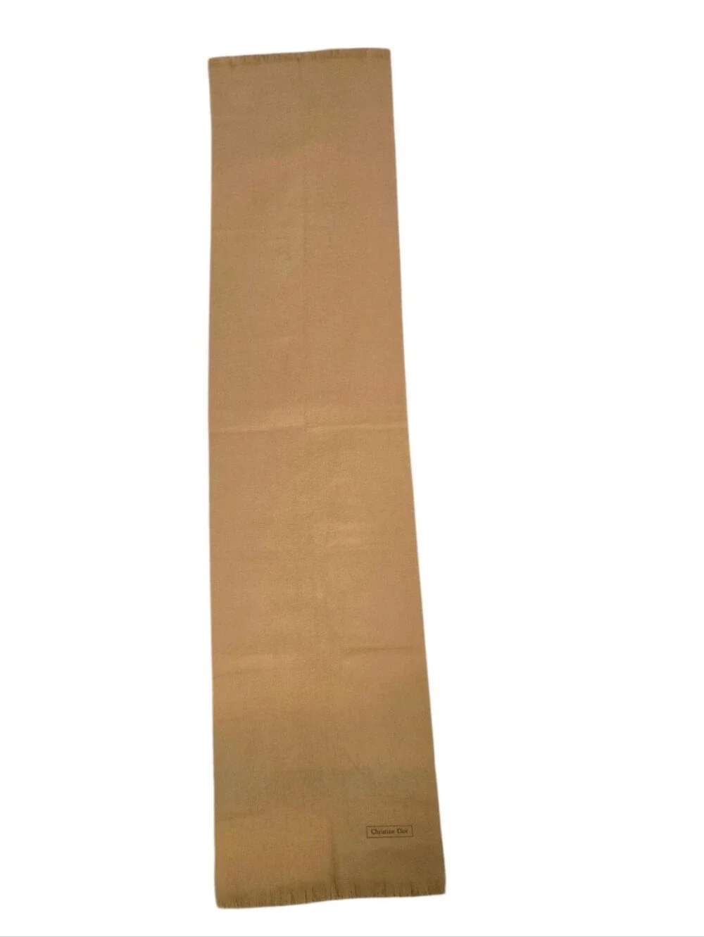 Christian Dior Beige 100% Merino Wool Frayed Scarf